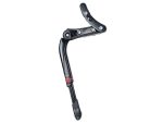 Bontrager Rear Mount Adjustable Kickstand, black with red button, isolated on white background.