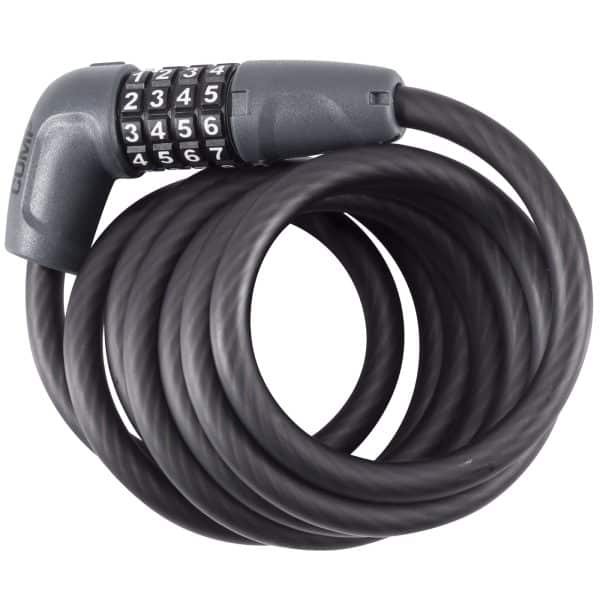 A black Bontrager Comp Combo Cable Lock features secure numbered dials in a coiled design.