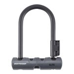 A black Bontrager Elite Keyed Mini D-Lock bike lock with a cylindrical crossbar.