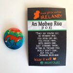 A Boreen Bike fox badge and Irish card with a fox poem by Shannon McKenna.