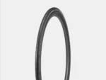 A single Tyre Bontrager Aw3 Hard-case Lite 700x32c Reflective stands upright on white.
