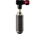 Bontrager Air Rush Elite CO₂ Inflator with cartridge and nozzle, labelled on the sleeve.