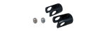 Two Bontrager Backrack Strut Nut Kits, black clamps and silver screws on a white background.