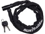Bontrager Comp Keyed Long Chain Lock in black, includes 2 keys, shown on a white background.