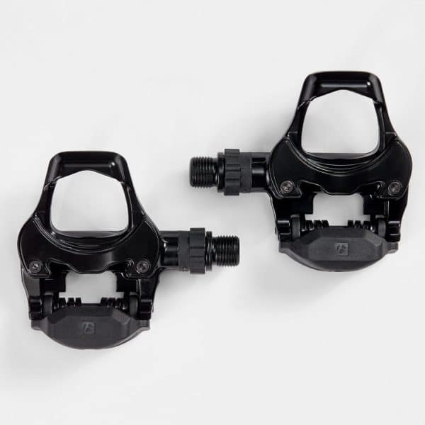 Bontrager Comp Road Pedal Set in black shown on a white background.