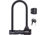 Bontrager Keyed Pro U-Lock with mounting bracket and two keys, shown on a white background.