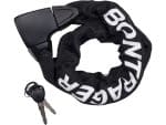 Bontrager Ultimate Keyed Chain Lock with "BONTRAGER" text on a durable fabric sleeve.