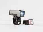 Bontrager Ion Comp R/Flare R City Bike Light Set in silver/black with handlebar mounts.