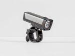 Silver Bontrager Ion Elite R Front Bike Light with black mount on white background.