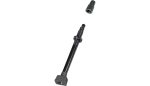 A black Bontrager Rectangular Base TLR Valve Stem with removable end cap, on white background.