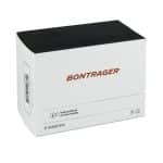 White box for Bontrager Self-Sealing Schrader Valve Tube, black top, red text, Trek branding.