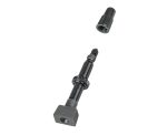 Bontrager Rectangular Base TLR Valve Stem with cap, for tubeless tyres, on white background.