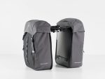 Two grey Bontrager Town Double Pannier bags with side and rear bike attachment points.