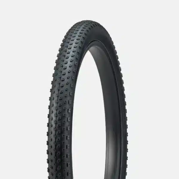 Tyre Bontrager XR1 24x2.25 with knobbly tread, ideal for Clifden Bike Hire, on white background.