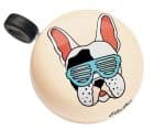 Electra Frenchie Domed Ringer Bike Bell with cartoon dog in blue sunglasses.