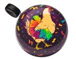 Electra Chicken Dance Domed Ringer Bike Bell with colourful chicken and confetti design.