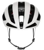 Trek Velocis Mips Road Bike Helmet Medium, black vents, adjustable straps, front view.