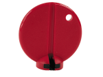 M Part Spokey Red key tag, round plastic with slot, ideal for Clifden Cycle Hire rentals.