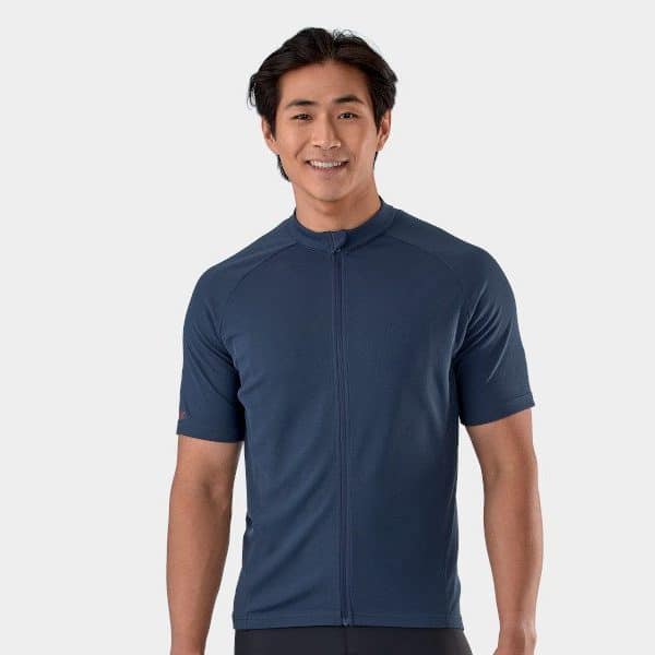 Smiling man wearing a Trek Solstice Cycling Jersey Medium against a light background.
