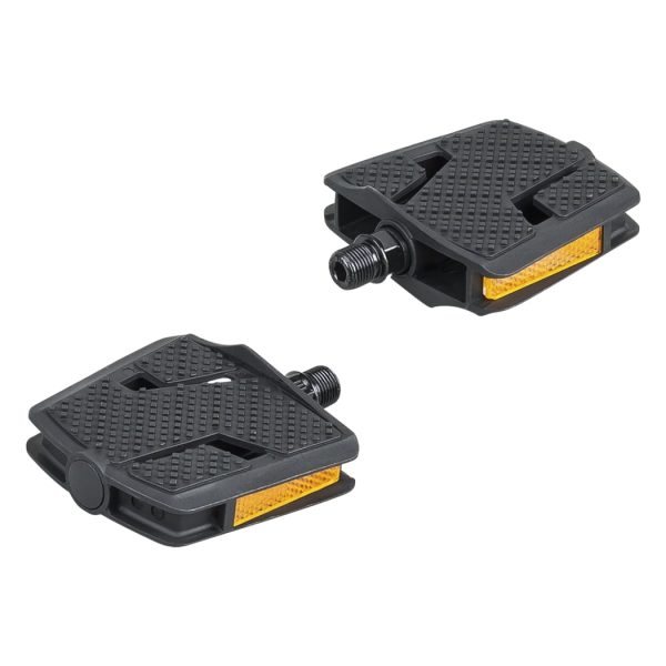 Trek Kids' Platform Large Pedal Set with orange reflectors on a white background.