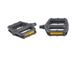 Two black VP Components VP-536 Nylon Pedal Sets with yellow reflectors, side and angled views.